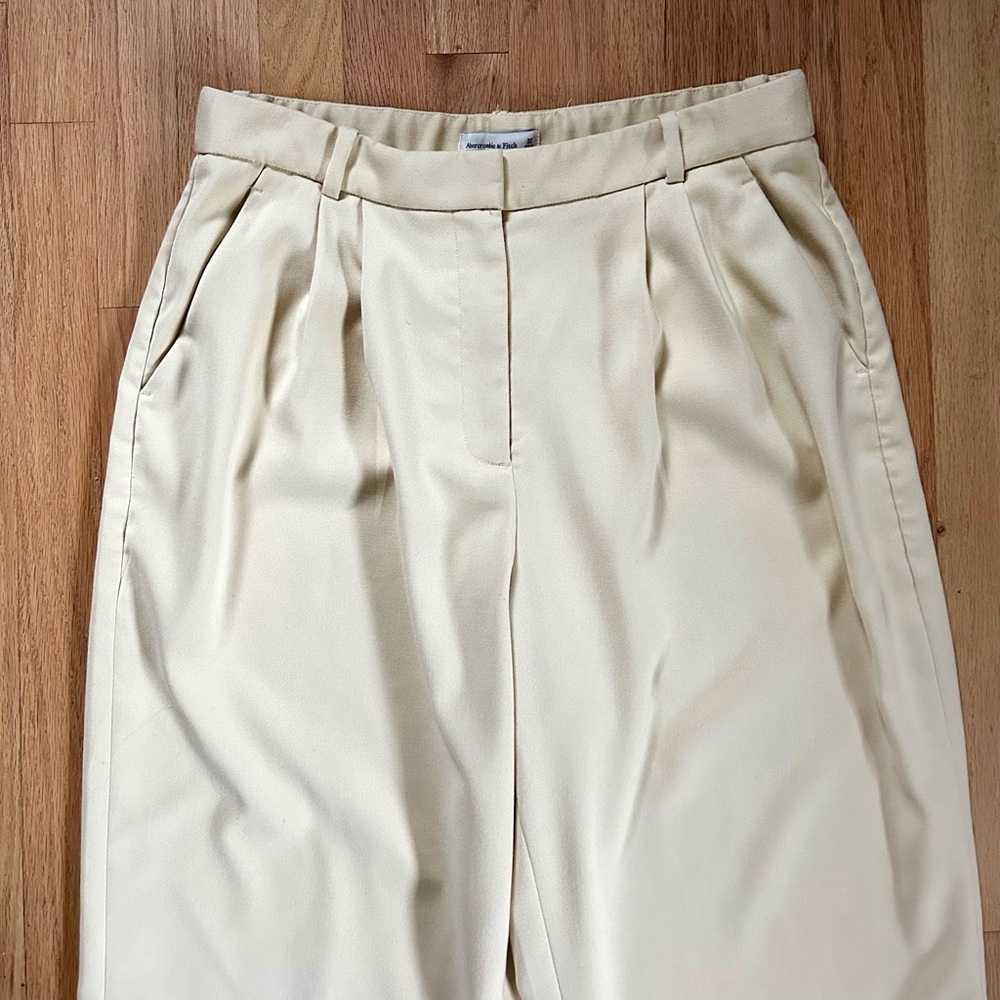 ABERCROMBIE sloane tailored wide leg pant high rise butter yellow size 32 - Picture 9 of 12